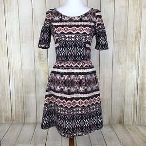 Blue Rain Tribal Print Dress M